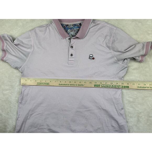 Robert Graham Shirt Men's Size Medium Pink Polo Short Sleeve Embroidered Skull - Picture 4 of 9